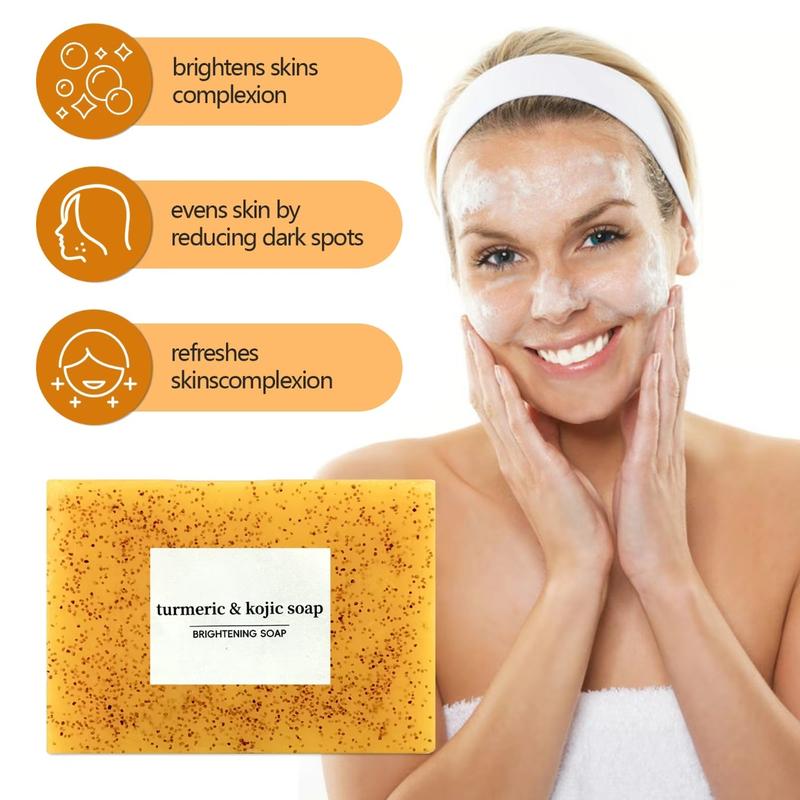 HASSELAN Turmeric & Kojic Acid Brightening Soap, Kojic Acid Soap, Soap Body Care Body Wash Lemon Flawless Organic Facial Cleansing Skincare Skin Repair Comfort Cleanser