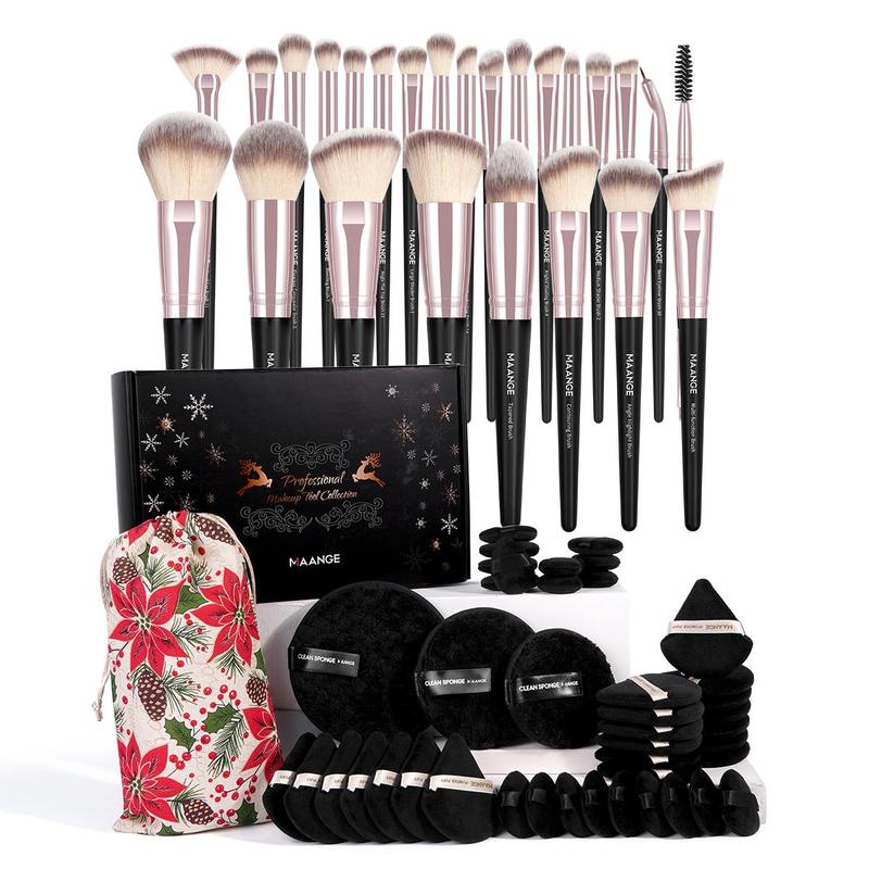 Makeup Tool Set, 69pcs set Makeup Brush & Powder Puff & Storage Bag & Makeup Remover Puff, Professional Makeup Tools for Women