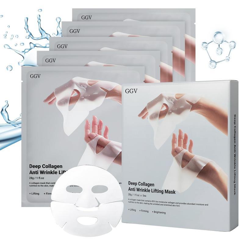 GGV Deep Collagen Face Mask,The Original Overnight Collagen Mask,Skin Firming, Daily Moisturizing & Nourishing, Skincare Delicate,Soothing and Smooth Skin Repair,Increase Skin Moisture,Comfort Facial Skin,5PCS Moisturize Radiant