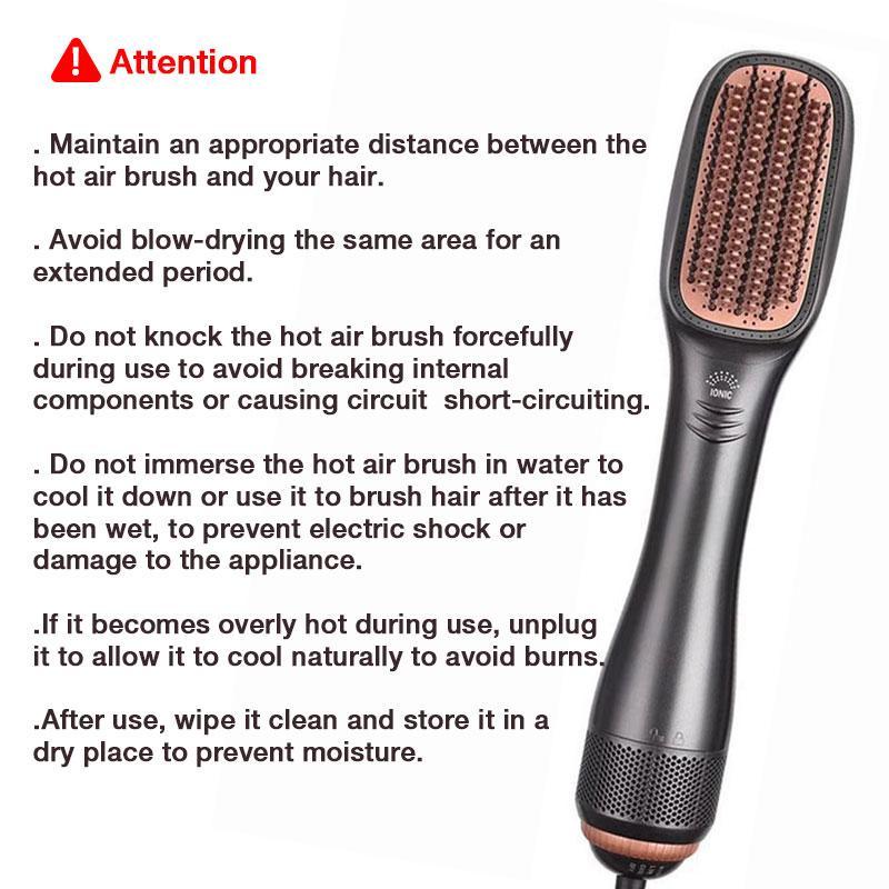 2 in 1 Hot Air Brush Hair Dryer & Straightener, 1 Count Ceramic Coating Hair Styling Tool with 3 Temperature Settings, Professional Hair Tool for Home & Salon Use