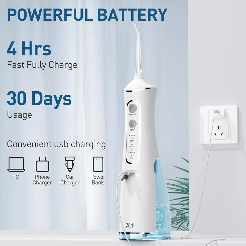 Achieve Daily Cleansing with Cordless Oral Irrigator Water Flosser - 3+1 Cleaning Modes Available