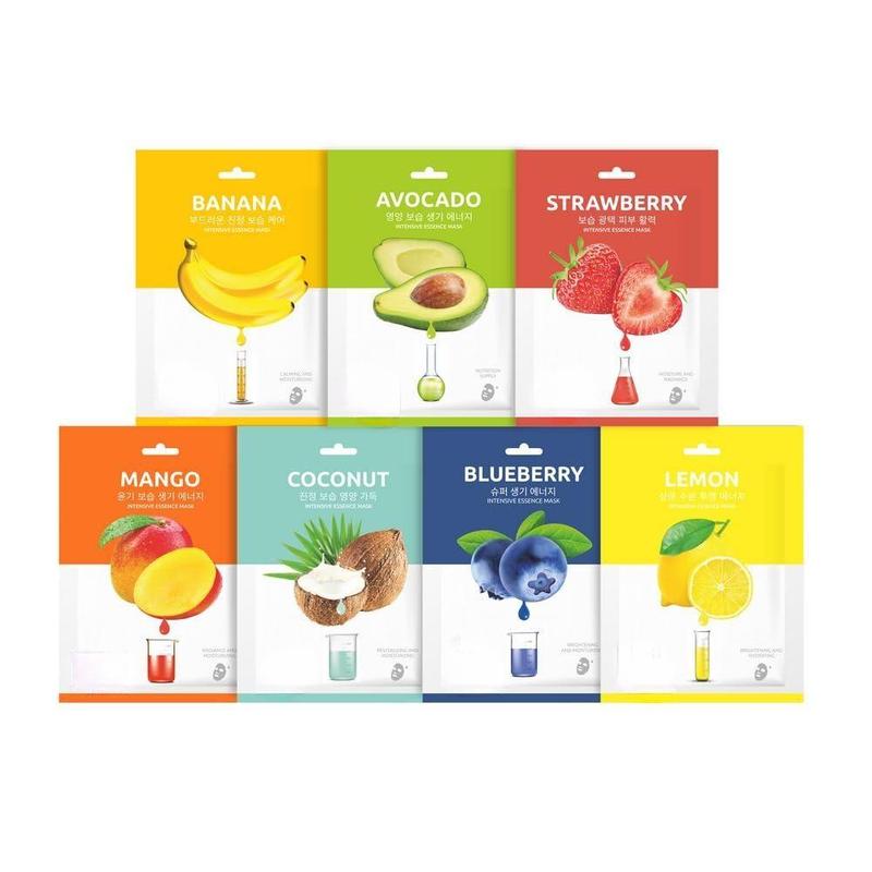 Jkosmec Face Mask Set Korean Beauty Essence Facial Sheet Mask Korea Skin Care Moisturizing 7 New flavors Skincare 7 masks in a pack Made in Korea