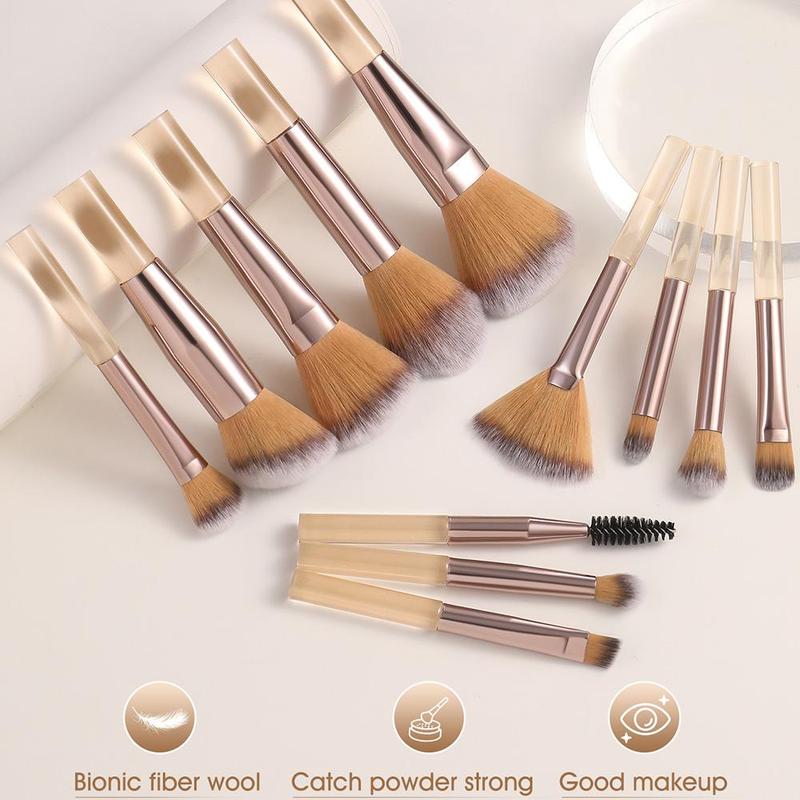 Facial Makeup Tools Set, Including 12 Makeup Brush Set with 1 Fan Powder Puff & 1 Large Makeup Sponge Egg & 1 Thumb Puff & 1 Cleaning Bowl