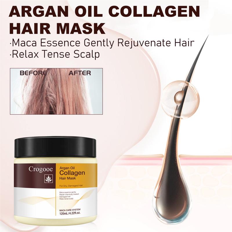 Crogooe Collagen Hair Care Deep Repair Arginine Oil Collagen Hair Mask essence, suitable for all types ofhair Argan Conditioner Hair care Shampoo