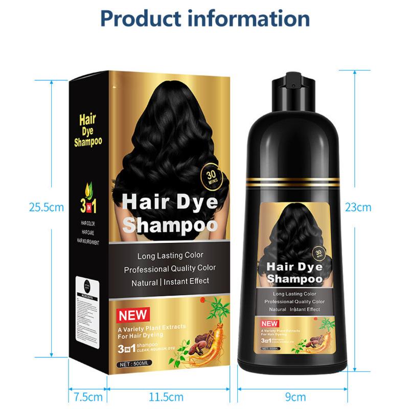 Hair Dye Shampoo - 3-in-1 Instant Hair Color with 100% Grey Coverage, Herbal Ingredients, Gentle Nourishing Formula, Long-lasting Shine, Easy to Use for All Hair Types