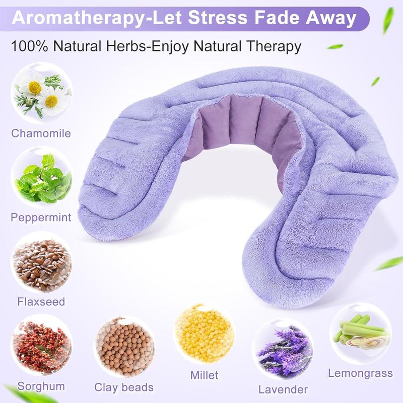 Microwavable Heating Pad for Neck and Shoulder, Soft Moist Heating Wrap with Natural Herbal Filling, Warm Gifts for Mom&Dad