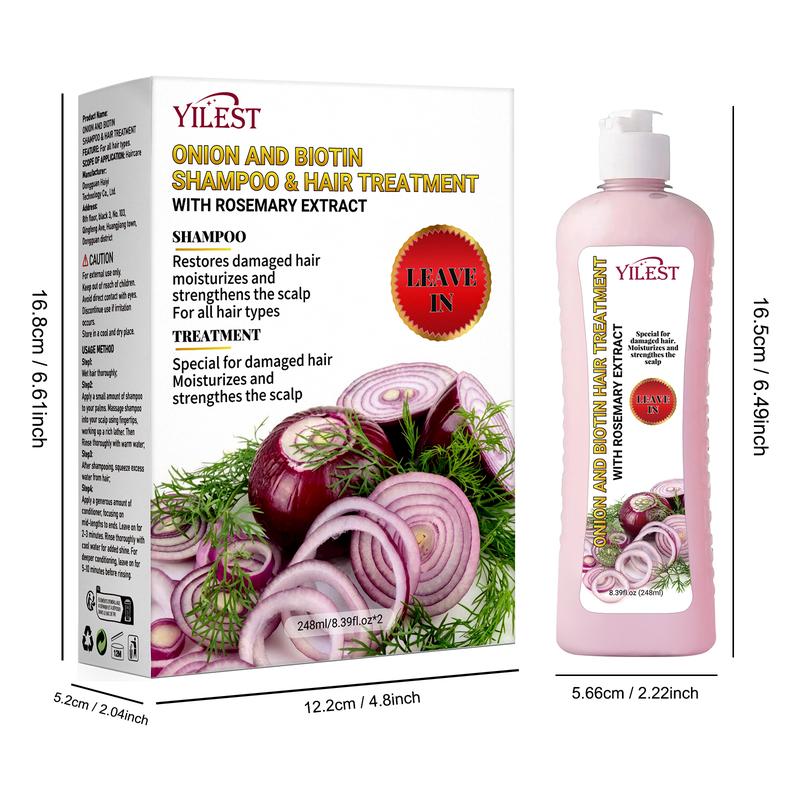 Onion, Rosemary and Biotin Shampoo and Conditioner Set for All Hair Types Makes Hair Stronger, Thicker, Softer and Shinier Hair Moisturizing Conditioner Hair Care Onion Rosemary Moisturizer Cleanser Comfort Clean Moisturizing 248ml*2