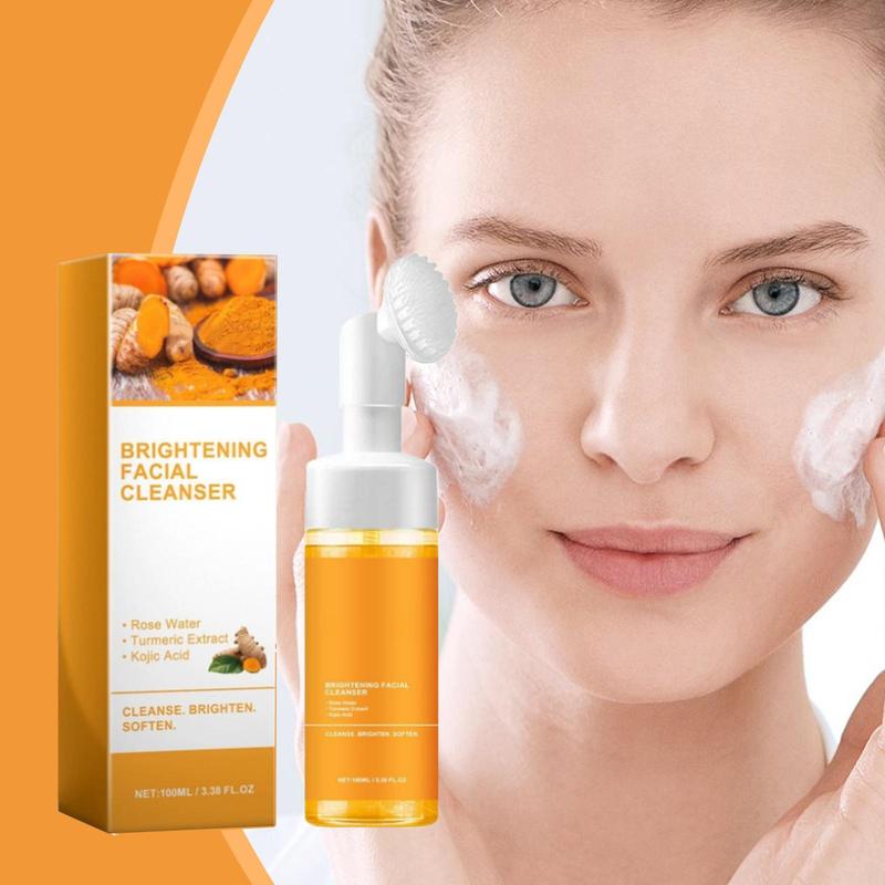 Turmeric Face Wash & Cleansing Exfoliating Pads Set, 3 Counts set Facial Cleansing Pads & Hydrating Facial Cleanser, Facial Skin Care Kit for Women & Girls, Christmas Gift