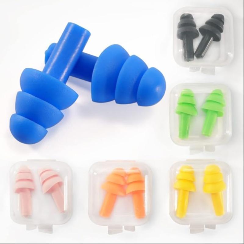 Silicone Ear Plug Set (12pcs 6 Pairs), Soft Silicone Ear Plugs for Sleeping, Swimming, Flying, Building, Meditation, Washable Reusable Ear Plugs for Men & Women