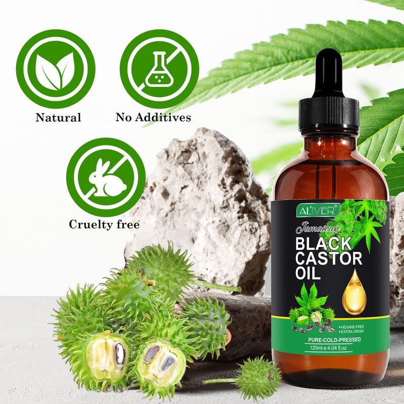 ALIVER Jamaican Black Castor Oil - Cold Pressed in Glass Bottles , Eyebrow Nourishment, and Skin Hydration Haircare Comfort