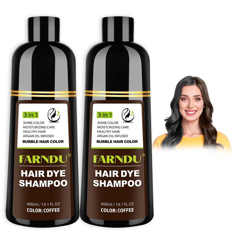 FARNDU Hair Dye Shampoo, Gray Coverage, 3 in 1 (+Shampoo+Conditioner), All Hair Types, 10 Minute Color, For Men & Women with All Hair Types, Long Lasting, Plant Extracts, 400ml