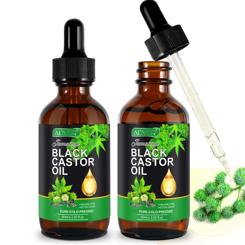 ALIVER Jamaican Black Castor Oil - Cold Pressed in Glass Bottles , Eyebrow Nourishment, and Skin Hydration Haircare Comfort