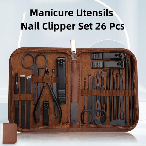 Multi-functional Professional Nail Art & Nail Care Set with Storage Case, 26 Pcs Manicure Utensils for Women & Men