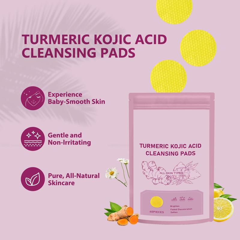 Turmeric Face Wash & Cleansing Exfoliating Pads Set, 3 Counts set Facial Cleansing Pads & Hydrating Facial Cleanser, Facial Skin Care Kit for Women & Girls, Christmas Gift