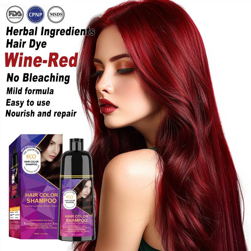 ECO Finest Color-Lasting Hair Dye Shampoo - Wine Red, Brown, Black - Quick & Long-Lasting - Suitable for All Ages Gel Haircare Gentle Bowl Dark Brown