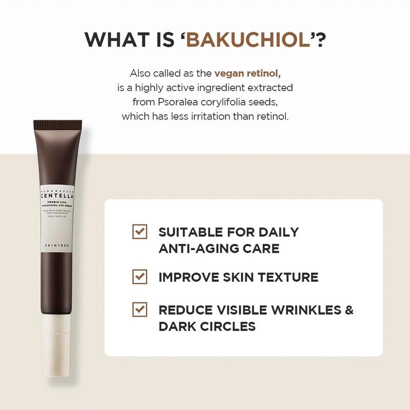 Skin1004 - Madagascar Centella Probio-Cica Bakuchiol Eye Cream 20ml | VEGAN RETINOL FOR PLUMPER, FIRMER UNDER EYES