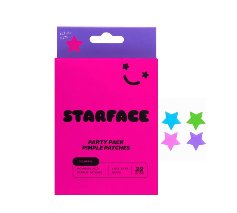 Starface Party Pack Hydro-Star Pimple Patches 32 Count for All Skin Types Acne Skincare Gentle Hydrocolloid starface  lip balm