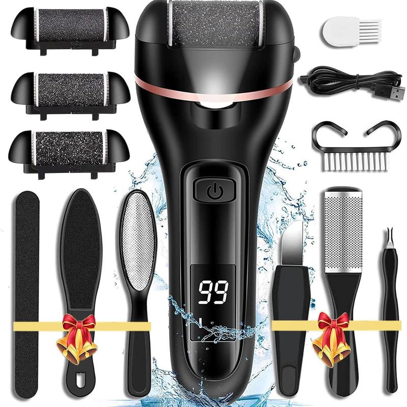 Callus Remover for , 13-in-1 Professional Pedicure Tools Foot Care Kit, Foot Scrubber Electric  File Pedi for Hard Cracked Dry , 3 Rollers, 2 Speed,  Display (Black)