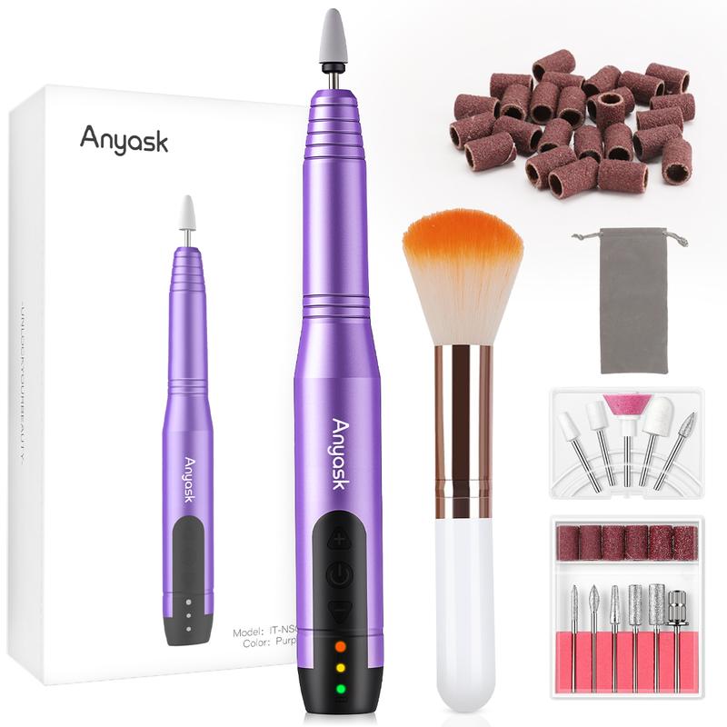 Anyask Cordless Electric Nail Drill, 11 in 1 Kit, 25000 RPM Make Up Tool, Portable Rechargeable Nail Set for Acrylic Gel Dip Powder Nails, Professional and Home Use, Nail Artist Lover