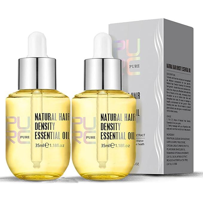 2PCS PURC Hair Density Essential Oil, Hair Regrowth Essential Oil, Natural Hair Serum Anti-frizz Hair Serum,Natural Hair Regrowth Essential Oil for Women & Men