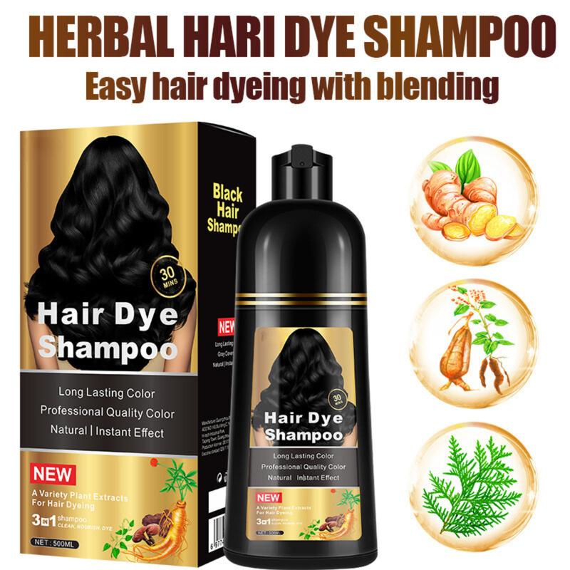 Hair Dye Shampoo - 3-in-1 Instant Hair Color with 100% Grey Coverage, Herbal Ingredients, Gentle Nourishing Formula, Long-lasting Shine, Easy to Use for All Hair Types