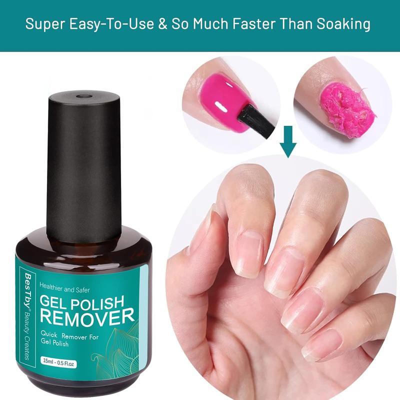 Gel Nail Polish Remover - Gel Polish Remover for Gel Nails Professional 2-5 Minute, with Cuticle Pusher and Scraper Nail File Tools, Easy and Quick Remove Gel Polish at-Home