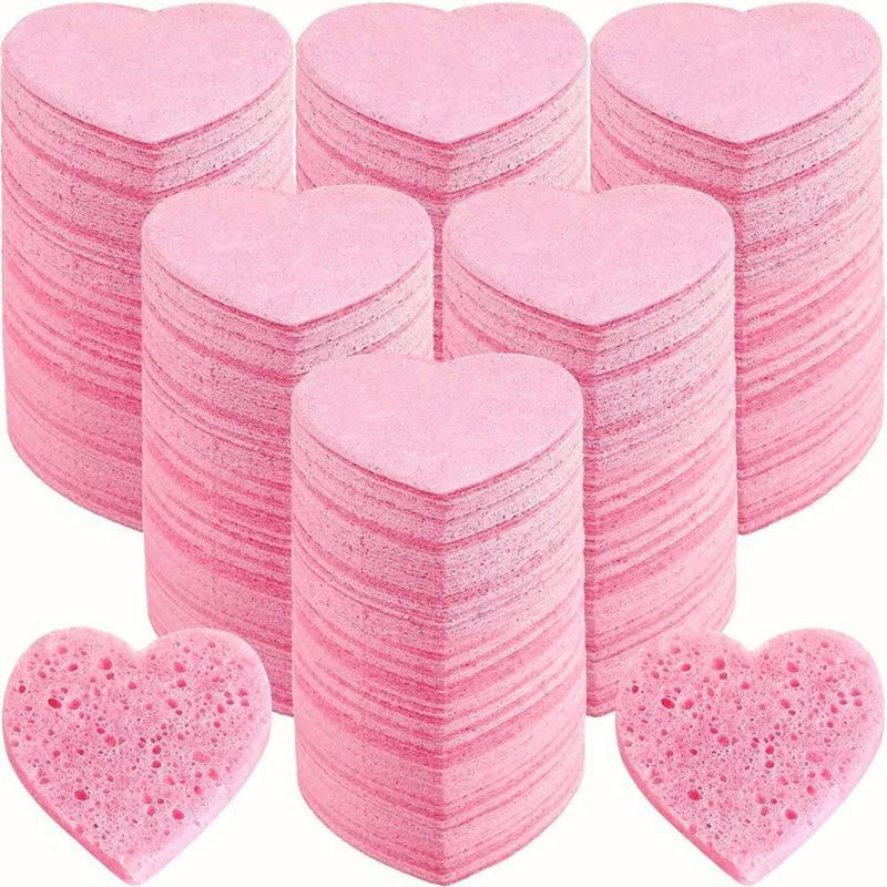 Heart Shaped Facial Sponge, Compressed Face Wash Pad, Exfoliating Facial Cleansing Sponge, Facial Skin Care Tool for Women