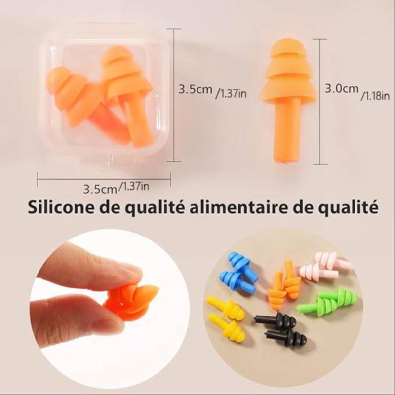 Silicone Ear Plug Set (12pcs 6 Pairs), Soft Silicone Ear Plugs for Sleeping, Swimming, Flying, Building, Meditation, Washable Reusable Ear Plugs for Men & Women