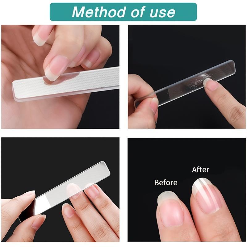 Clear Glass Nail File, Portable Nail Polish Tool, Great for Daily Nail Care & Nail Art, Manicure Nail Polishing File