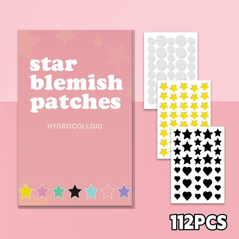 Star & Round & Star Shaped Acne Care Patches, 112pcs Hydrocolloid Acne Cover Stickers, Acne Patches, Gentle Facial Skin Care Products for Women