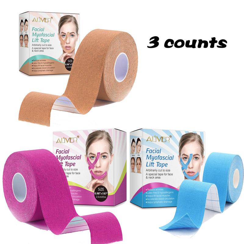 Facial Myofascial Lift Tape, 3 Boxes Adjustable Face Lift Tape, Face Toning Belts, Easy To Carry, Professional Skincare Tools for Women