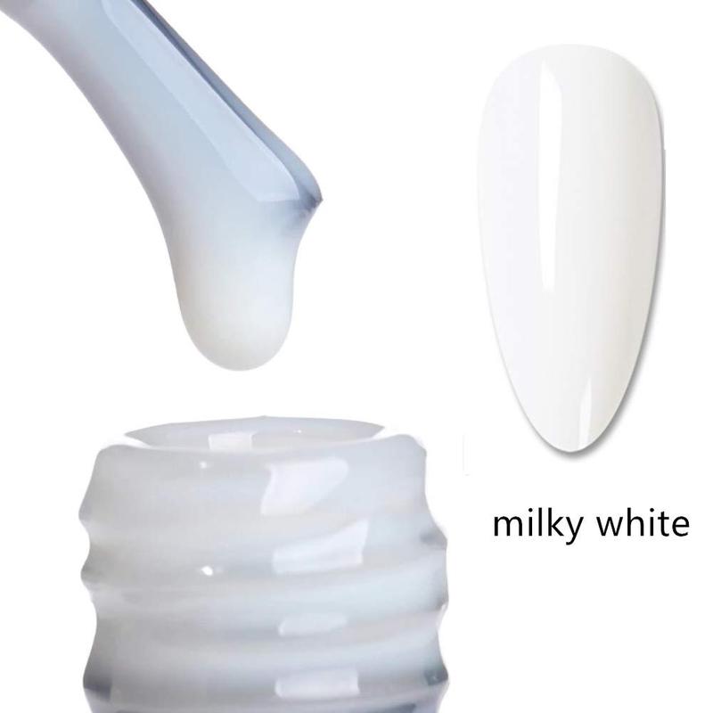 Milky White Nude Gel Nail Polish,Gel Nail Polish LED Nail Lamp Need Manicure Salon DIY Nail Art Design polygel