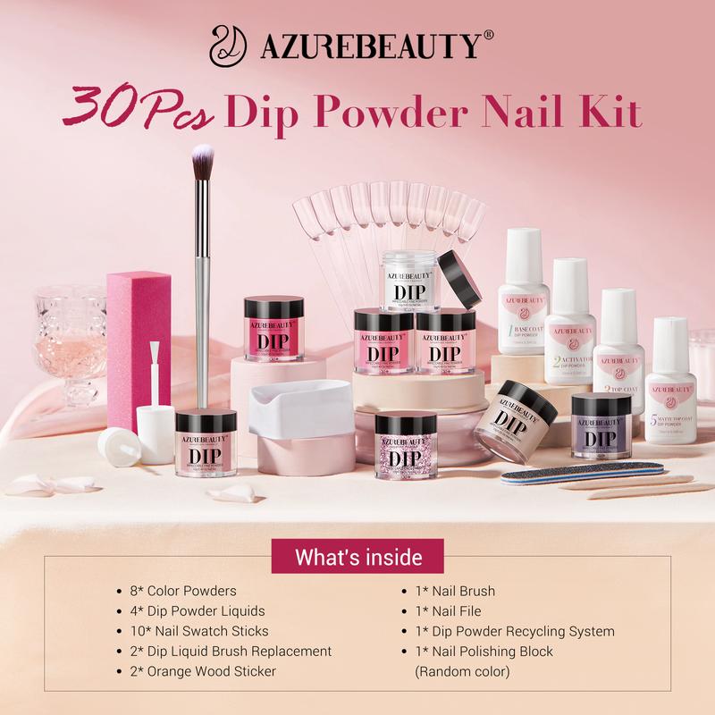 [Best Price!] AZUREBEAUTY 8 Colors Dip Powder Nail Starter Kit, No UV Lamp Needed, DIY Nails At Home, Christmas Gift, Nail Art Manicure Cosmetic