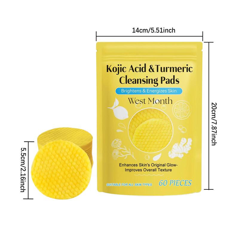 Turmeric Cleansing Pads, 60pcs pack Gentle Moisturizing Facial Cleansing Pads, Facial Skin Care Pads, Skin Care Product for Women & Men