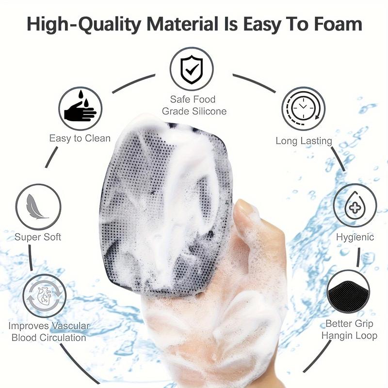 Manual Silicone Face Scrubber Set, 3 Counts set Face Scrubber & Bath Wash Brush & Hair Cleansing Brush, Professional Skincare Tools for Men, Girl Shower Products, Clogged Pores Removal Tool, Christmas Gift