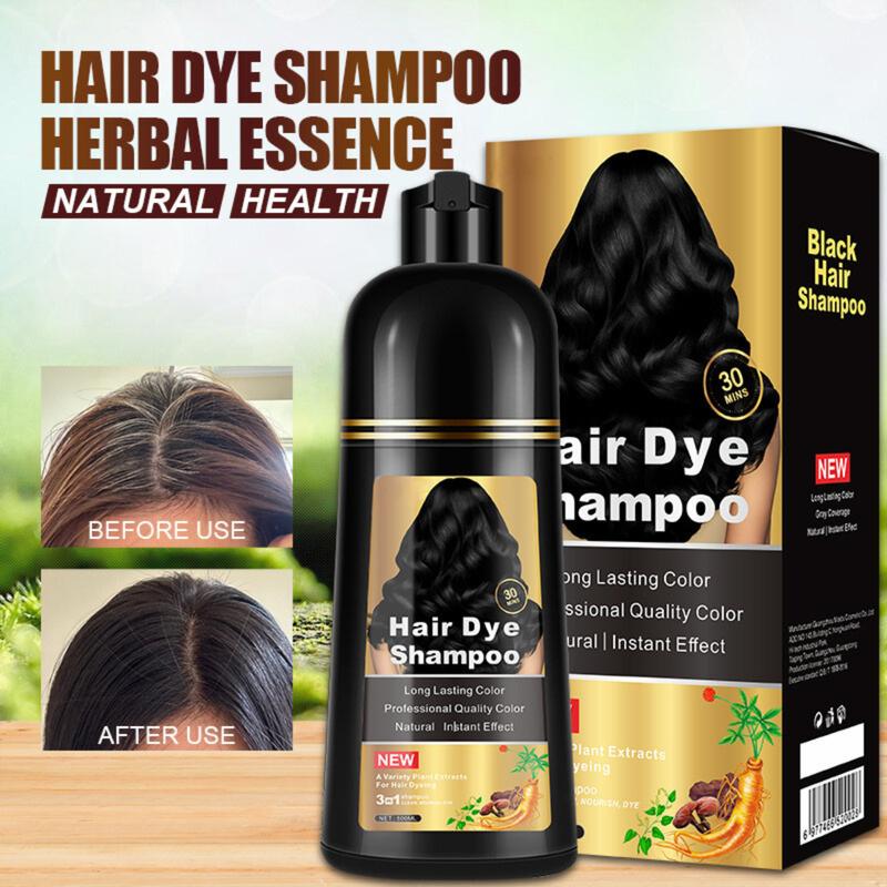 Hair Dye Shampoo - 3-in-1 Instant Hair Color with 100% Grey Coverage, Herbal Ingredients, Gentle Nourishing Formula, Long-lasting Shine, Easy to Use for All Hair Types