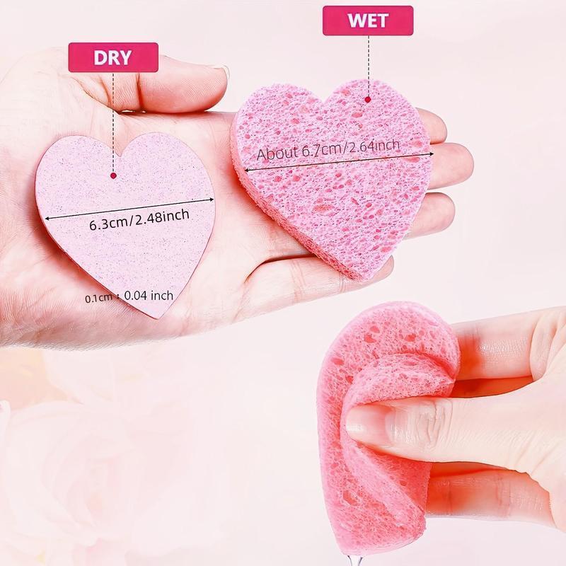 Heart Shaped Facial Sponge, Compressed Face Wash Pad, Exfoliating Facial Cleansing Sponge, Facial Skin Care Tool for Women