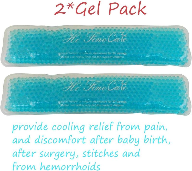 Perineal Cooling Pad, Postpartum Cold Packs Gel Bead Ice Pack Cold Therapy for Women After Pregnancy and Delivery, 2 Ice Pack and 3 Cover (Blue)