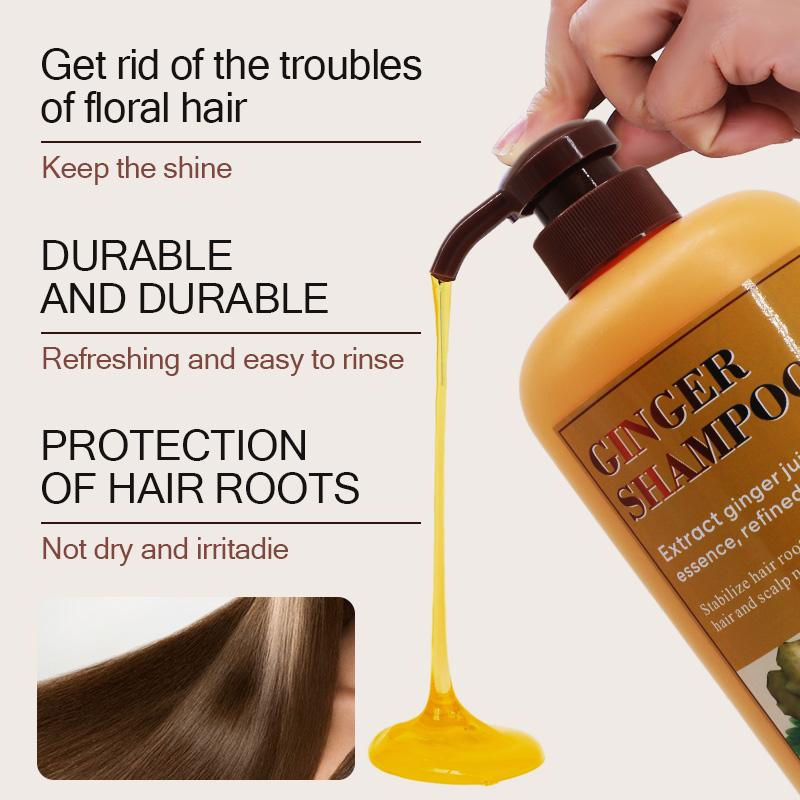 [FDA approved] 750ml Ginger Hair Shampoo Fast Regrowth Hair Thick Anti-Hair Loss Anti-Dandruff Anti-itching Shampoo