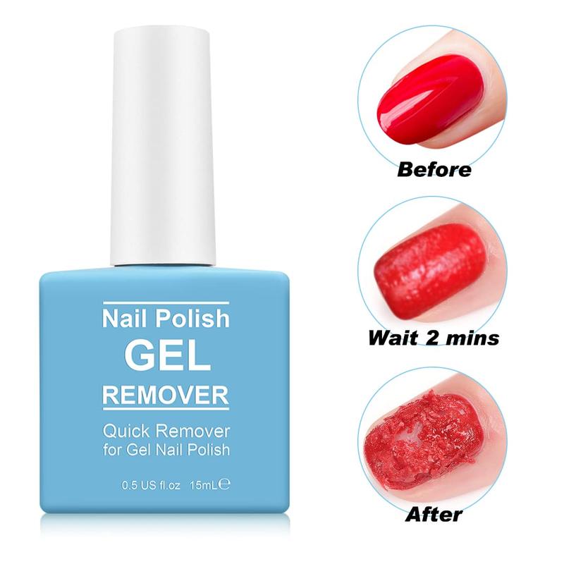 Gel  Polish Remover with 7 Way  Buffer &  Cuticle Pusher, Professional Simple Easier Gel  Polish Remover Set for Nails in 2-5mins for Home DIY