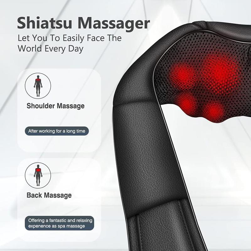 Neck Massager with Heat, Shiatsu Massager for Neck, Back, Shoulder, Foot and Leg, Deep Tissue 3D Kneading Massager for Relax Muscles at Home and Offie,Neck Massager for Women and Men