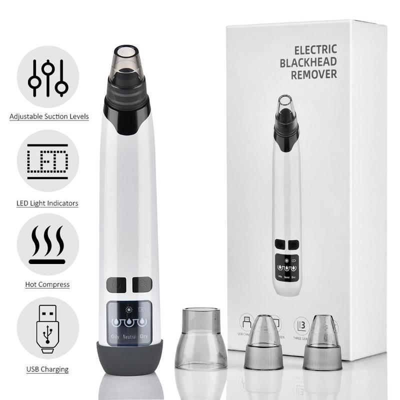 Electric Blackhead Remover, Rechargeable Blackhead Extractor, Professional Facial Beauty Instrument for Women & Men