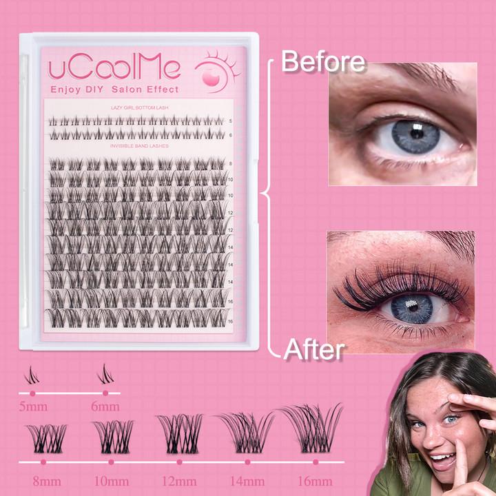 uCoolMe Lashes Lazy Girl & Venus With Invisible Band DIY Eyelash Extension Kit Bond and Seal Eyelash Glue and Lash Remover Beginner Friendly Individual Lashes Waterproof and Long lasting Makeup For Girl Christmas gift