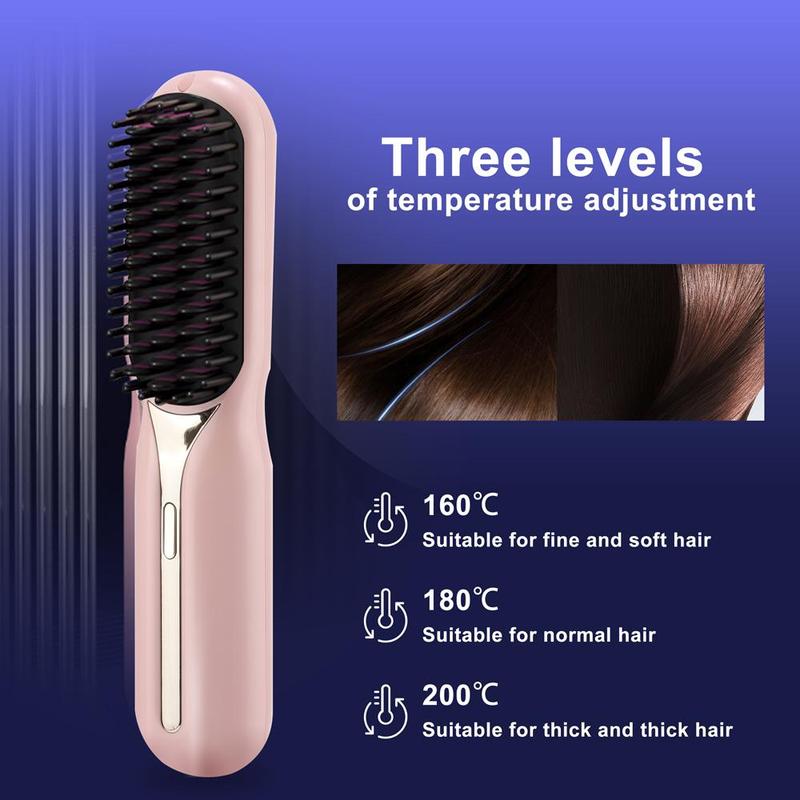 Wireless Electric Hair Straightening Comb, 1 Box Portable Rechargeable Hair Straightening Comb, Hair Styling Tool for Home & Travel, Christmas Gift