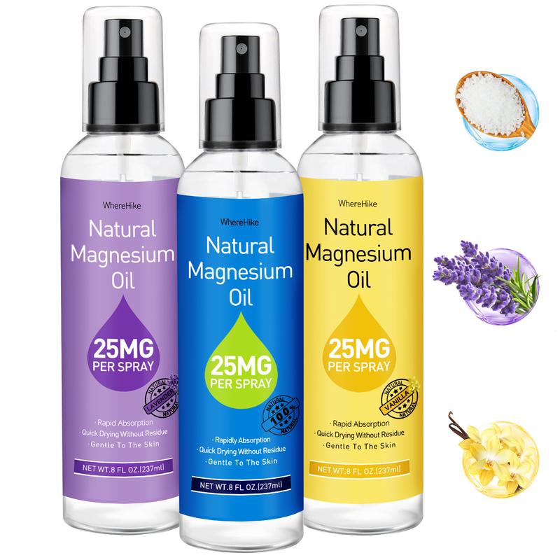 Natural Magnesium Oil Spray for Feet 8oz Size(25mg Magnesium Per Spray)-Organic Magnesium Oil-Unflavored Body Care Lavender