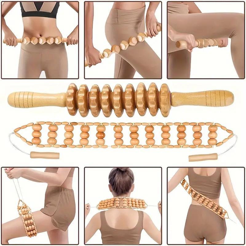 6 in 1 Manual Massage Tool, 6 Counts set Wooden Massage Tool, Body Relaxation Massage Tool Set for Women & Men Daily Use, Massage Roller, Stocking Fillers Gift, Christmas, Christmas Gift