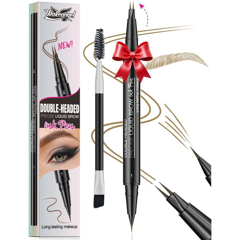 Double-ended Eyebrow Pencil, 1 Box Waterproof Long Lasting Liquid Eyebrow Pencil, Natural Eyebrow Pencil, Eye Brow Makeup Tool for Women, Christmas Gift