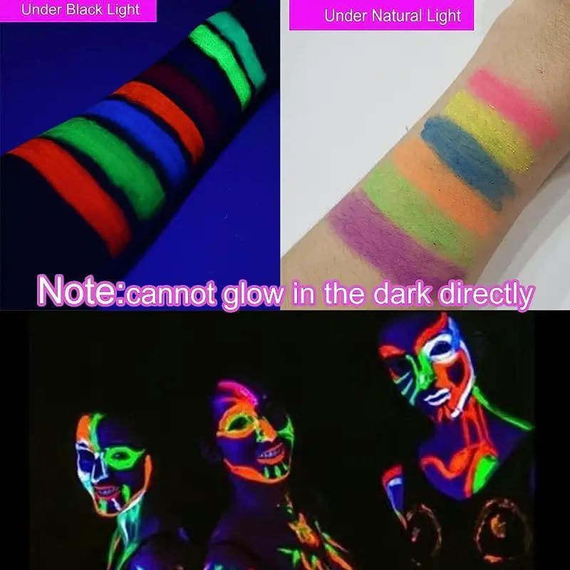 Neon Glow Face & Body Paint Crayons, 1 Set Glow-in-the-dark Fluorescent Makeup for Party, Luminous Face Paint for Clubs, Christmas Gift