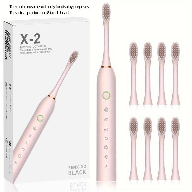 Electric Toothbrush Set, 1 Box Electric Toothbrush & 8 Counts Replacement Brush Heads, Oral Care Tool For Adults, Personal Care Appliances, Halloween, Christmas, Fall, Ideal Winter Gift