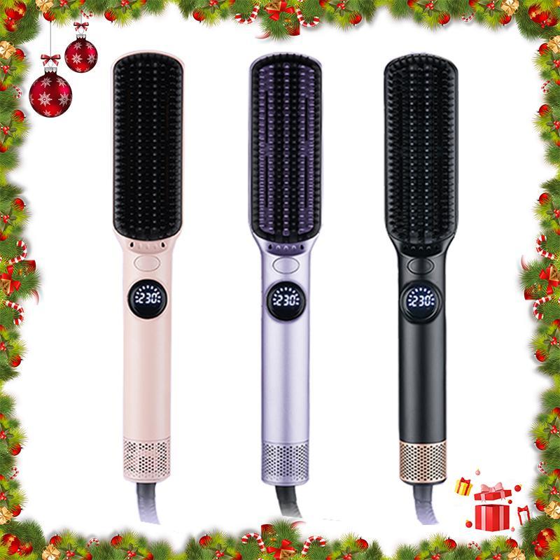 Hot Air Comb, Hair Straightening & Curling Iron, Dual-purpose Hot & Cold Air Comb with LCD Digital Display for Curling Hair, Fluffy Comb for Lazy People